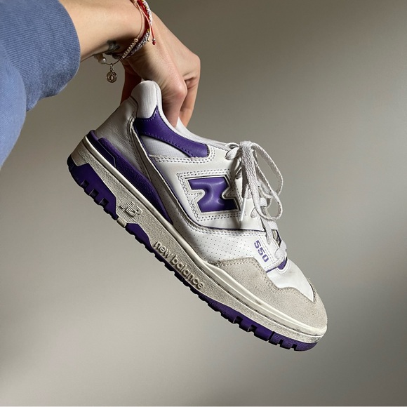 New Balance 550 white/purple men’s 7.5 women’s 9 - Picture 1 of 8